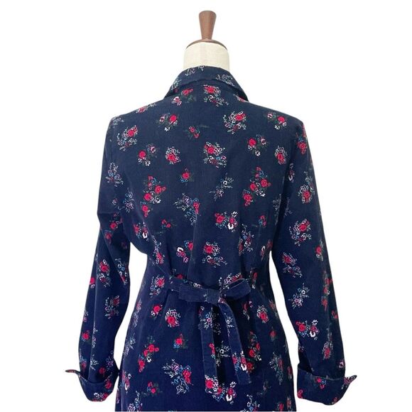 Vermont Country Store Pintuck Cotton Corduroy Dress Navy Blue Floral Size Medium - Picture 8 of 15